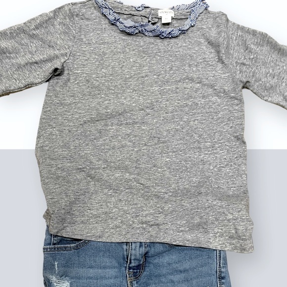 Crewcuts‎ Blue Ruffled Collar, Grey 3/4 sleeve Youth Girls Top, EUC Youth 10 - Picture 6 of 7